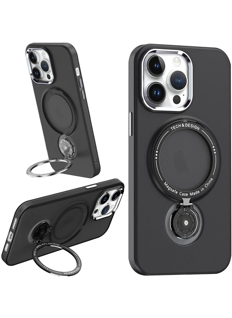 Generic - Magnetic Matte PC Case Compatible with IPhone 15/15 Plus/15 Pro/15 Pro Max, MagSafe Compatible, 360 Degree Rotating Magnetic Invisible Stand - Image 1