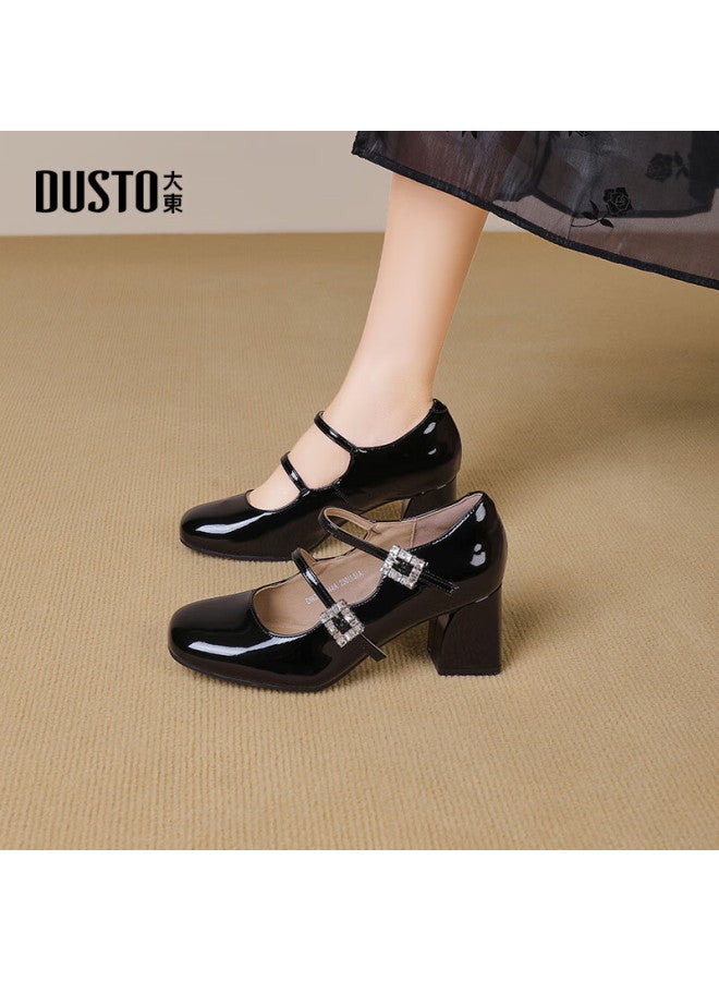 DUSTO Dadong Mary Jane Shoes For Women, Spring New Style, Chunky Heel, High Heel, Ankle Strap, Round Toe, Decorative Buckle, Shallow Mouth, C0044 - Image 4