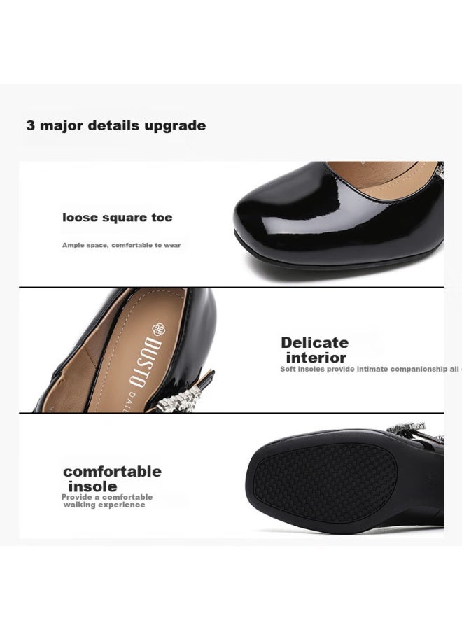 DUSTO Dadong Mary Jane Shoes For Women, Spring New Style, Chunky Heel, High Heel, Ankle Strap, Round Toe, Decorative Buckle, Shallow Mouth, C0044 - Image 2