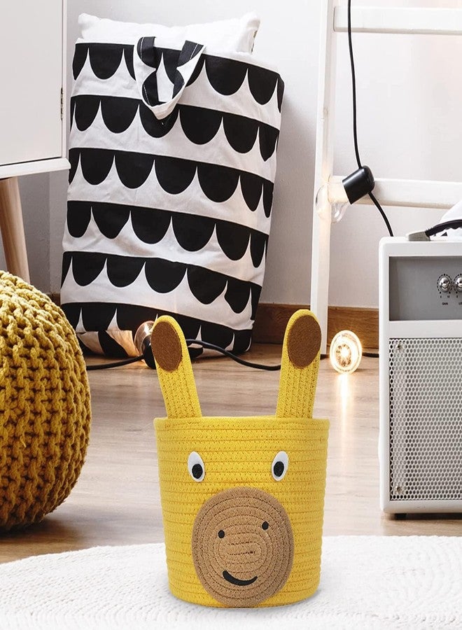 Juteify® Animal Storage Basket for Kids, Rope Storage Basket for Baby Diaper, Stuffed Animal Storage Bin Rope Basket for Kids Toy, Baby Laundry Baskets with lid (Doremon) (Giraafe) - Image 1
