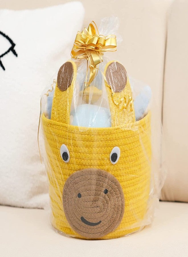 Juteify® Animal Storage Basket for Kids, Rope Storage Basket for Baby Diaper, Stuffed Animal Storage Bin Rope Basket for Kids Toy, Baby Laundry Baskets with lid (Doremon) (Giraafe) - Image 2