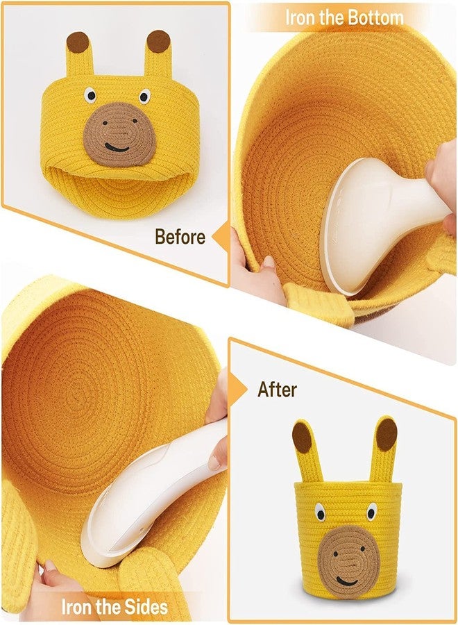 Juteify® Animal Storage Basket for Kids, Rope Storage Basket for Baby Diaper, Stuffed Animal Storage Bin Rope Basket for Kids Toy, Baby Laundry Baskets with lid (Doremon) (Giraafe) - Image 3