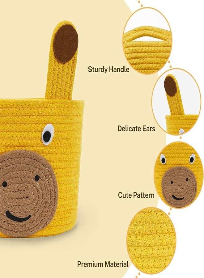 Juteify® Animal Storage Basket for Kids, Rope Storage Basket for Baby Diaper, Stuffed Animal Storage Bin Rope Basket for Kids Toy, Baby Laundry Baskets with lid (Doremon) (Giraafe) - Image 4