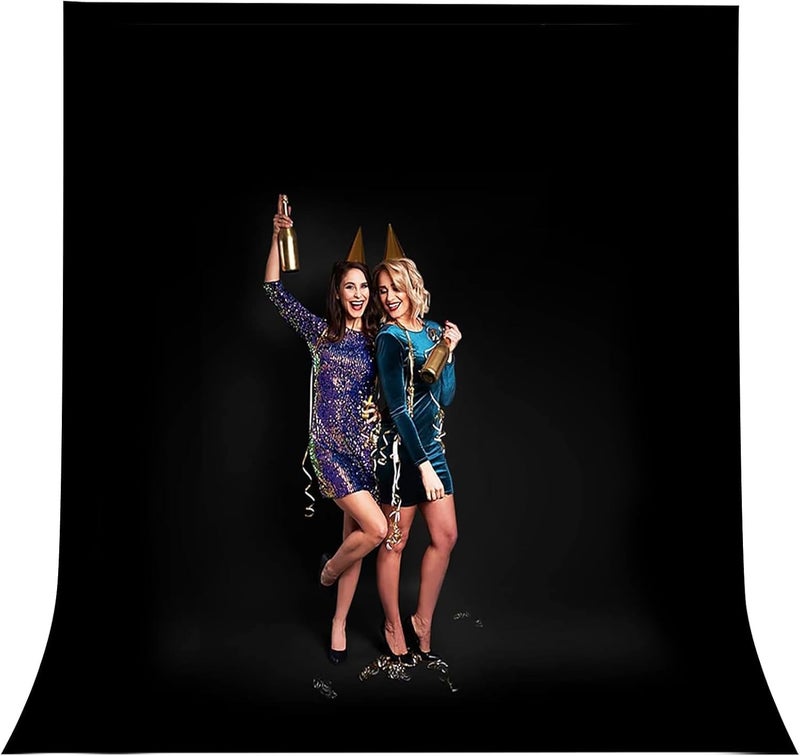 CPLIRIS 10x20ft Black Backdrop for Photography, Dual-Size Dual-Pocket Design Photo Booth Background for Portrait Photoshoot, Party and Video with Both Options of 10 feet and 20 feet in Width - Image 1