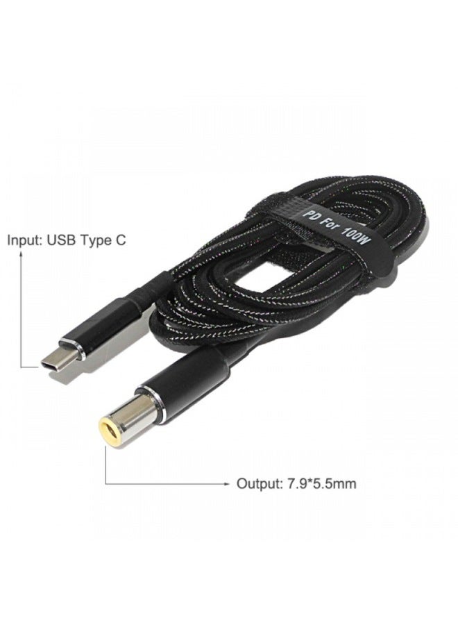 100WPD Trap Line Typec إلى DC ينطبق على Lenovo Dell HP PD Trap Charger Notebook 19-20v-اللون: 7.9-5.5mm-Length: افتراضي