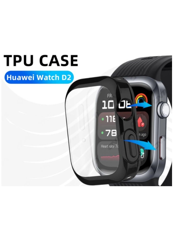حافظة لساعات هواوي D2، حافظة صلبة فائقة النحافة تغطي بالكامل، خفيفة الوزن، مضادة للصدمات، مضادة للخدش (أسود) - Image 3
