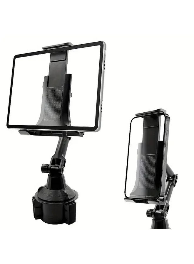 Black Heavy Duty Car Cup Holder Adjustable Mount for 4 13 Inch Tablets and Phones - Image 1