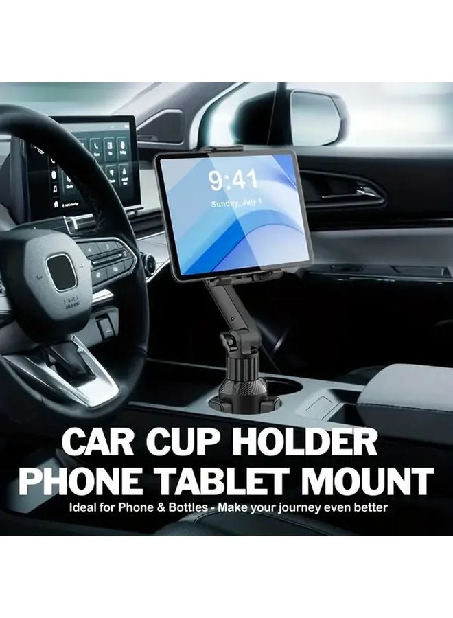Black Heavy Duty Car Cup Holder Adjustable Mount for 4 13 Inch Tablets and Phones - Image 2