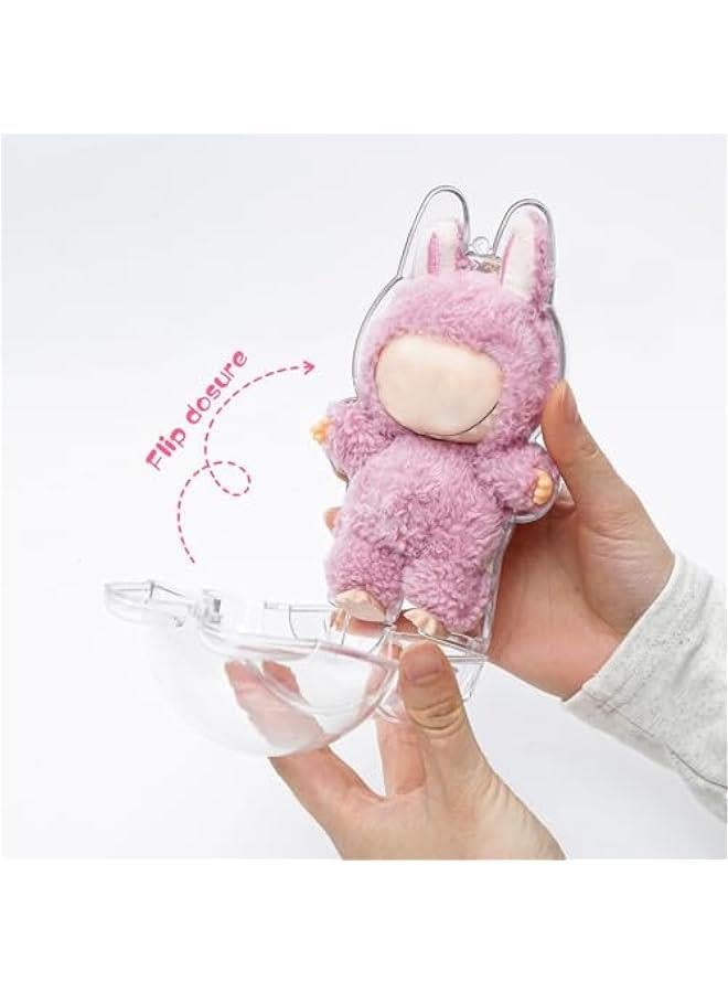 Protective Case for LABUBU, Clear Display Case with Keychain, (Doll Excluded, 1PCS Style A Standing)  - Image 3