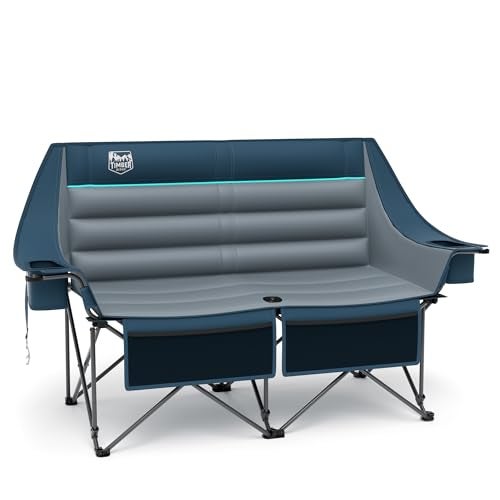 TIMBER RIDGE Double Camping Chair Heavy Duty Outdoor Folding Camp Couch Loveseat Camping Chairs Perfect for Campsites PatioLawn Soccer Games or Other Youth Sports Supports 600 lbs