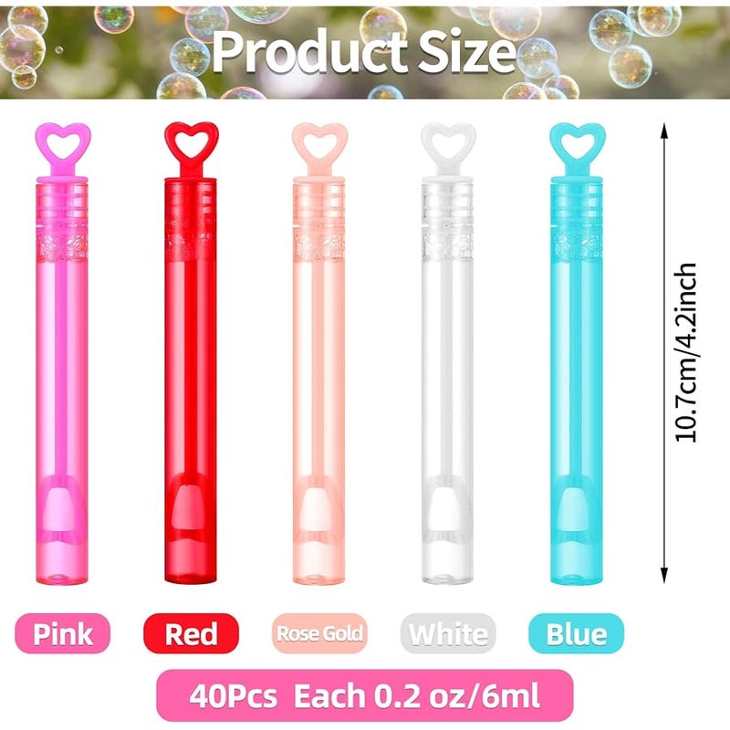 Gullora 40 Pack Mini Heart Bubbles for Kids, Assorted Colors Small Bubble Wands for Valentine's Day Party Favor for Kids, Wedding Send-Off, Guest Gifts, Birthday Photo Props, Goodie Bag Stuffers Outdoor Toys - Image 2