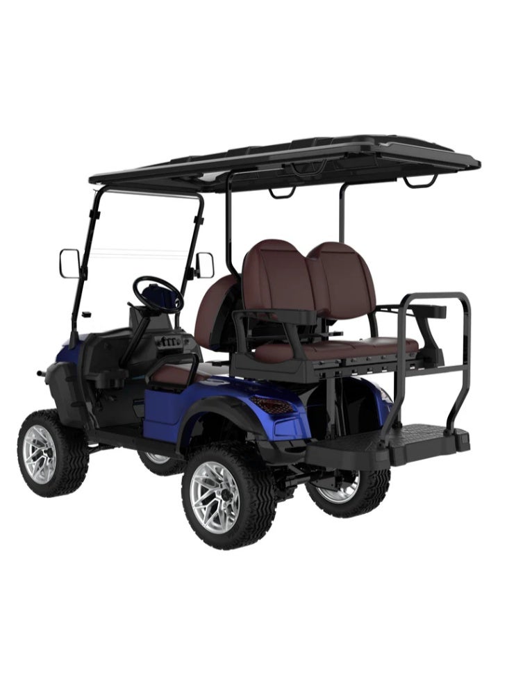 سنكارت عربة جولف كهربائية SUNCART 4 ​​مقاعد MXV2+2 مع لوحة عدادات تعمل باللمس ومقعد جلدي عالي الجودة وعربة غولف هيدروليكية ذات 4 عجلات - أزرق - Image 2