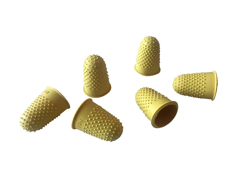 Janrax Pack of 12 Yellow No.2 Rubber Thimblettes - Large Thimble Finger Cones - Image 2