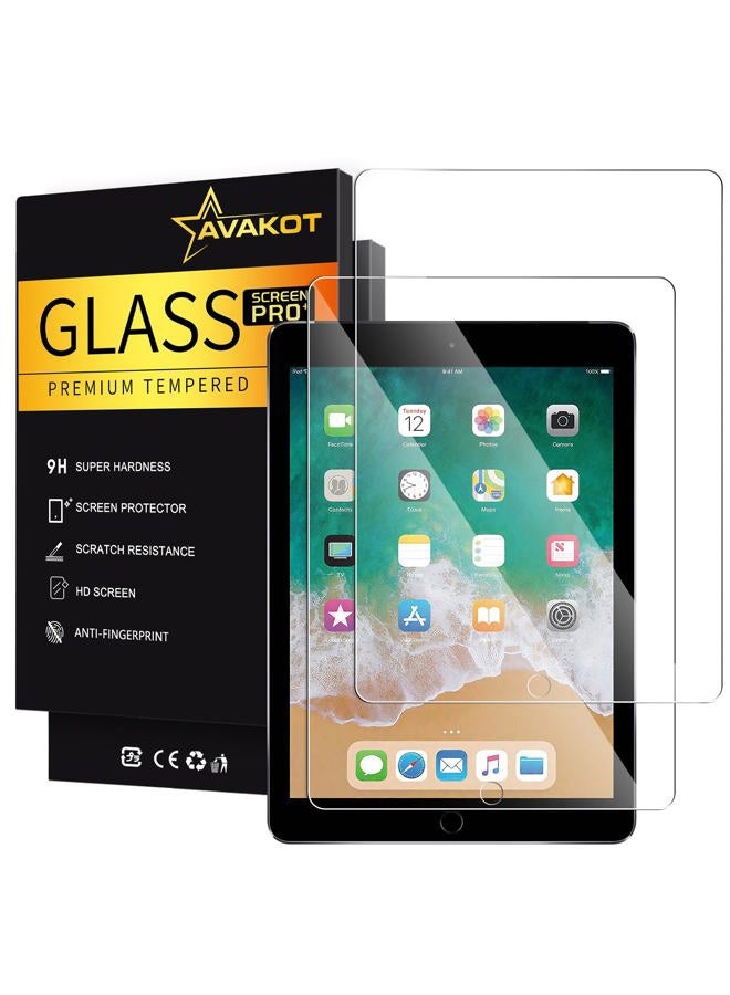 avakot-2 Pack Screen Protector for iPad 6th Generation 9.7 Inch, Anti-Scratch Tempered Glass Film for iPad 5th Gen/Air 2/Air 1/Pro 9.7, Touch Sensitive Tempered Glass Screen Protector for iPad 9.7 - Image 1