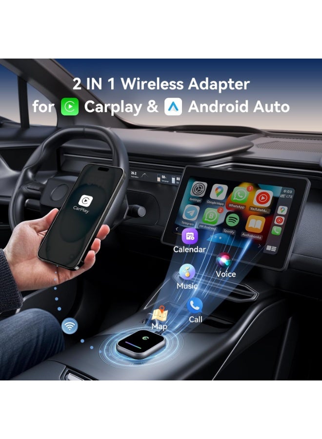 كيبول محول CarPlay لاسلكي لأجهزة iPhone وAndroid، يحول المحول السلكي إلى محول CarPlay لاسلكي، التوصيل والتشغيل، تحكم مستقر في السيارة مع زمن انتقال منخفض للسيارات المزودة بنظام CarPlay مدمج - Image 4