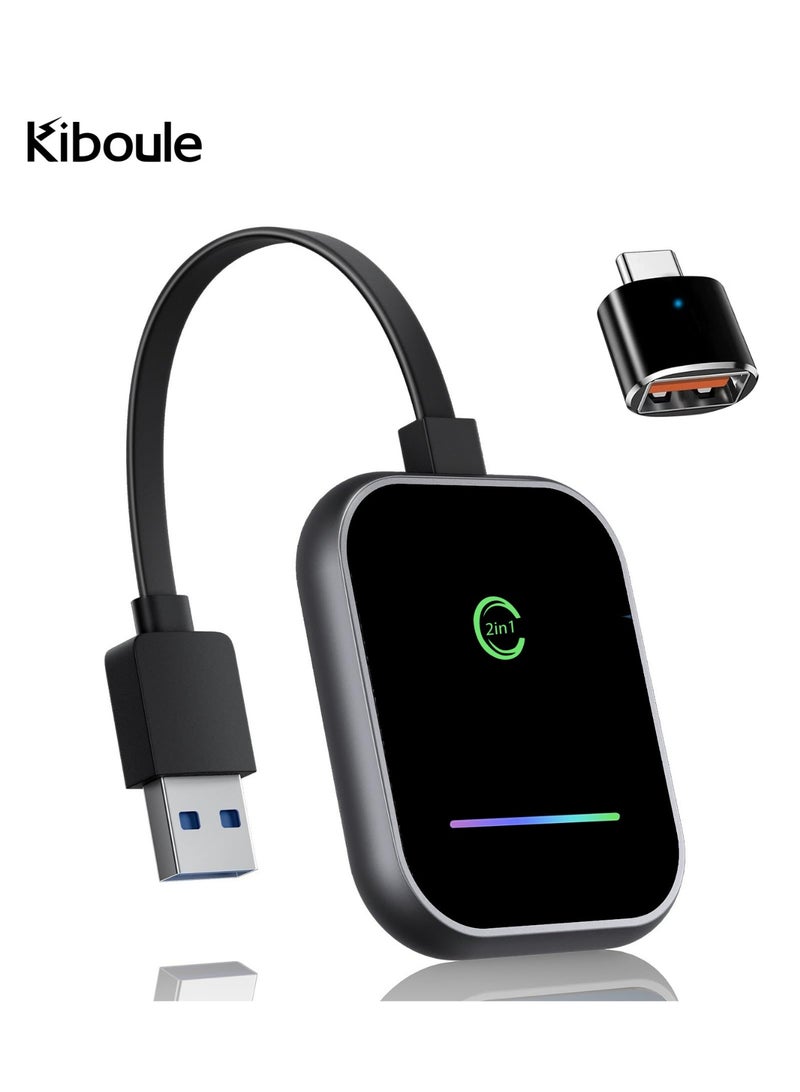 كيبول محول CarPlay لاسلكي لأجهزة iPhone وAndroid، يحول المحول السلكي إلى محول CarPlay لاسلكي، التوصيل والتشغيل، تحكم مستقر في السيارة مع زمن انتقال منخفض للسيارات المزودة بنظام CarPlay مدمج - Image 1