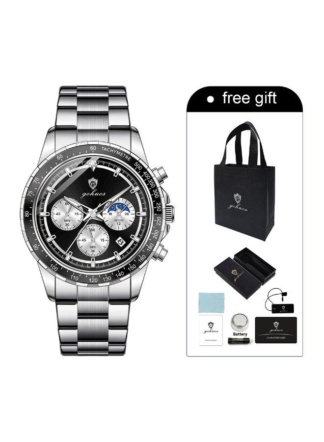 GOHUOS Men's Luxury Quartz Watch - Top Brand Luxury Waterproof Multifunctional Business Analog Wrist Watch with Stainless Steel Band - 44mm -  Father or Boyfriend Gift - Image 2