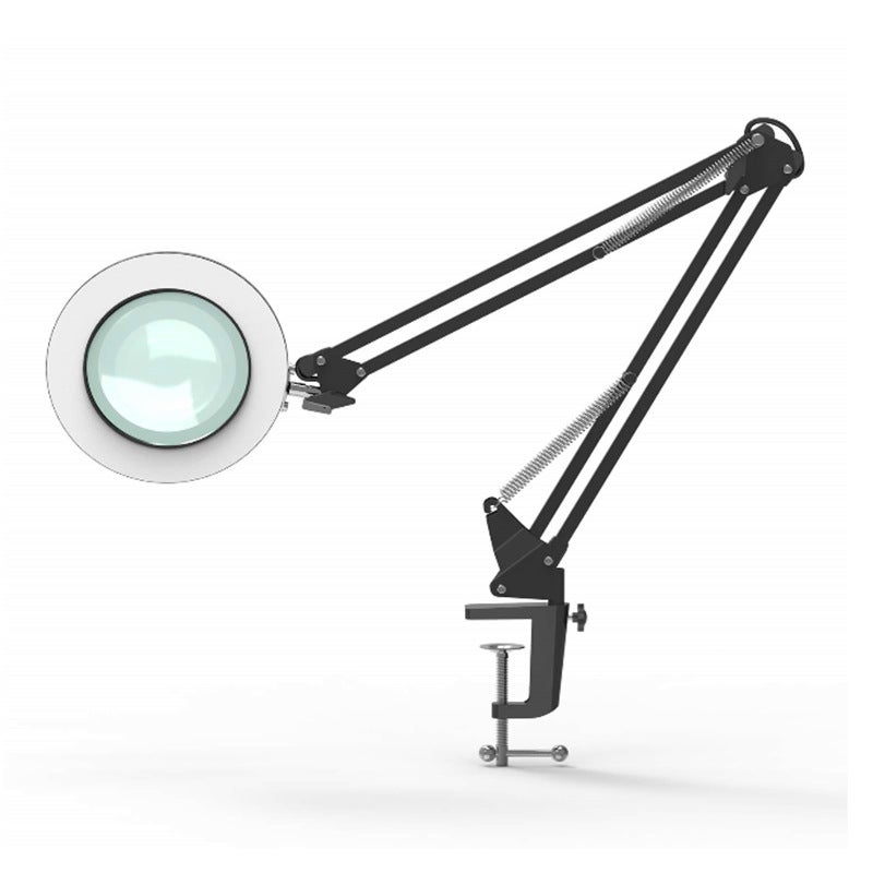 5X Magnifying Glass with Light, Krstlv Real Glass Lens Desk Lamp& Clamp, 3 Color Modes Stepless Dimmable, Hands LED Lighted Magnifier with Light and Stand for Reading Crafts Repair Close Works - Image 2