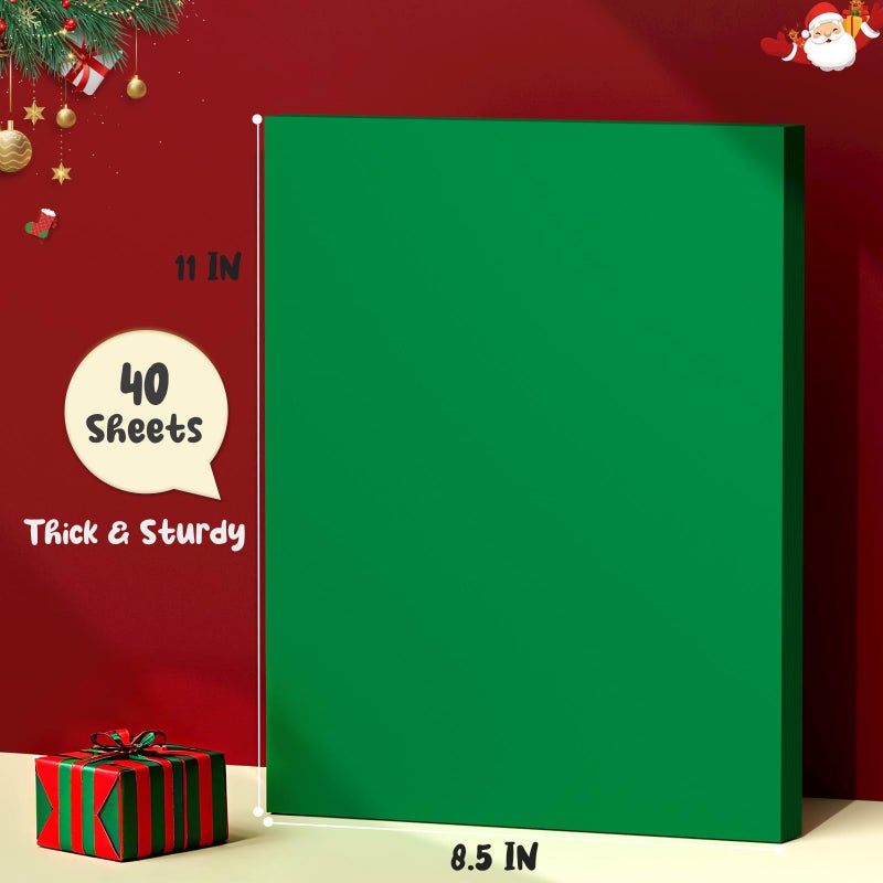 Vishoitty Green Cardstock 8.5 x 11, Green Construction Paper, 40 Sheets Card Stock Paper for Invitations, Art, Drawing, Menus, DIY Cards, Tags, Cards Making, Craft, Certificate, School, Office Printing - Image 2