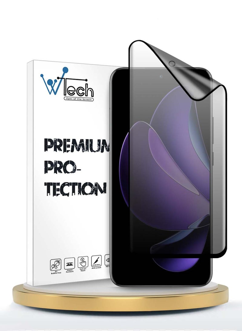 Wtech Oppo Reno13 Pro 5G 2024 Premium Edge-Pro Nano Ceramic Privacy Full Glue Full Cover Matte Flexible Screen Protector (MSCNMP) - Clear/Black - Image 1