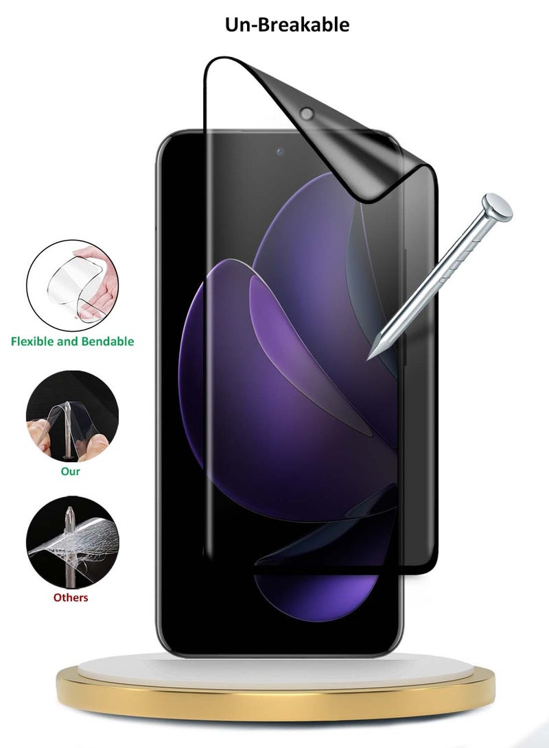 Wtech Oppo Reno13 Pro 5G 2024 Premium Edge-Pro Nano Ceramic Privacy Full Glue Full Cover Matte Flexible Screen Protector (MSCNMP) - Clear/Black - Image 4
