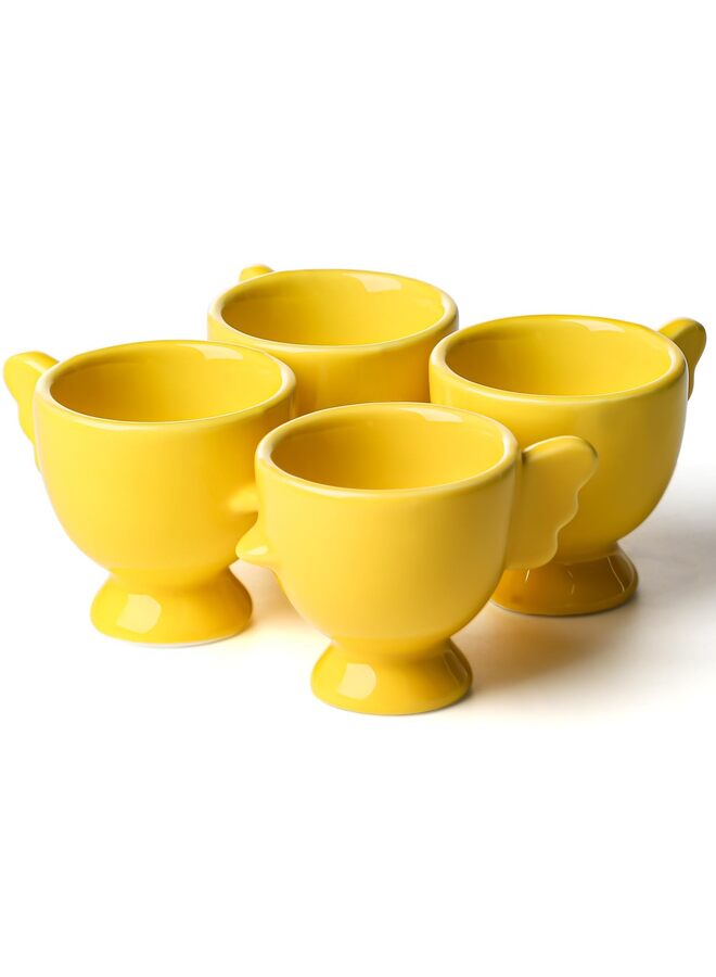 Egg Cup Set of 4, Ceramic Cute Chick Egg Cups, Funny Egg Stand Holder for Soft Boiled Eggs, Kitchen Breakfast Cooking - Image 1