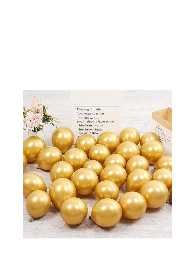 Cool Baby Pack Of 50 Professional Party Balloons Helium Quality 10 Round (10R) Metallic Gold - Image 1