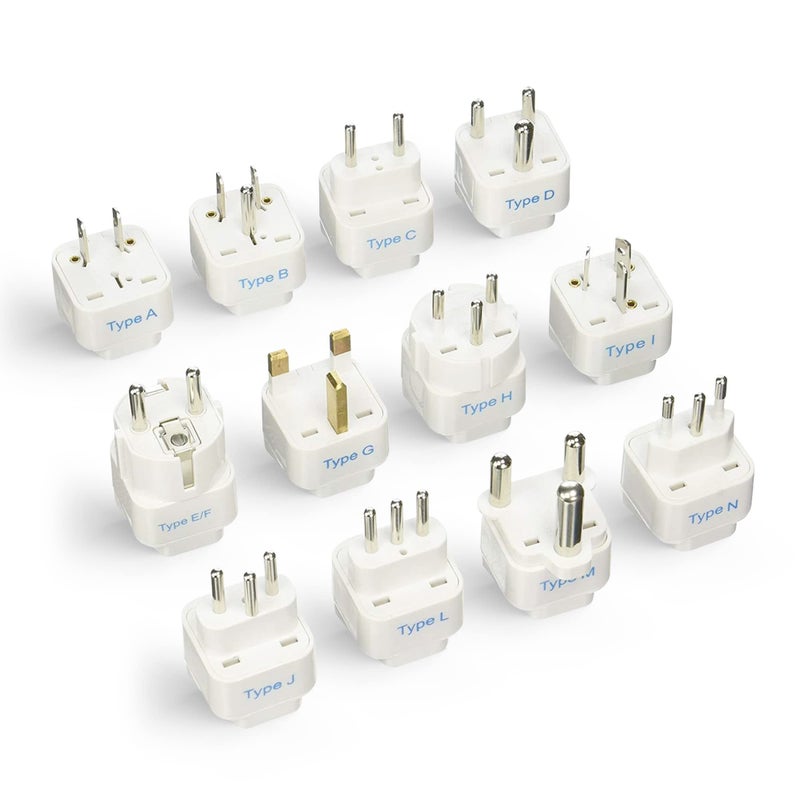 Ceptics Travel Adapter with Types A-M Plugs, Travel Plug Adapter Set Compatible with Power Sockets in All Continents, Compact World International Plug Adaptor Kit, Set of 12,GP-12PK - Image 1