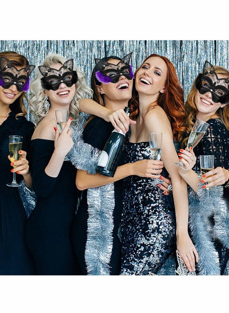 NIBEMINENT Masquerade Mask Venetian Masks Luxury Black Cat Lace for Fancy Dress Costume Party Girls Women - Image 3