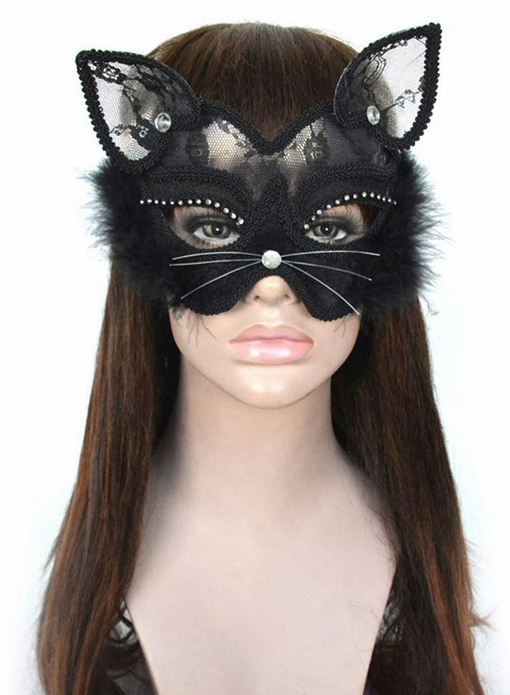 NIBEMINENT Masquerade Mask Venetian Masks Luxury Black Cat Lace for Fancy Dress Costume Party Girls Women - Image 5