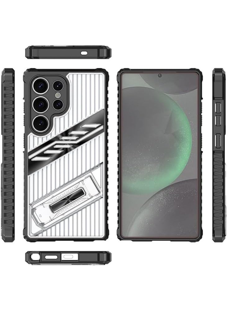 GOLDEN MASK Compatible With Samsung Galaxy S24 Ultra Lince case with stand (Transparent & Black) - Image 2