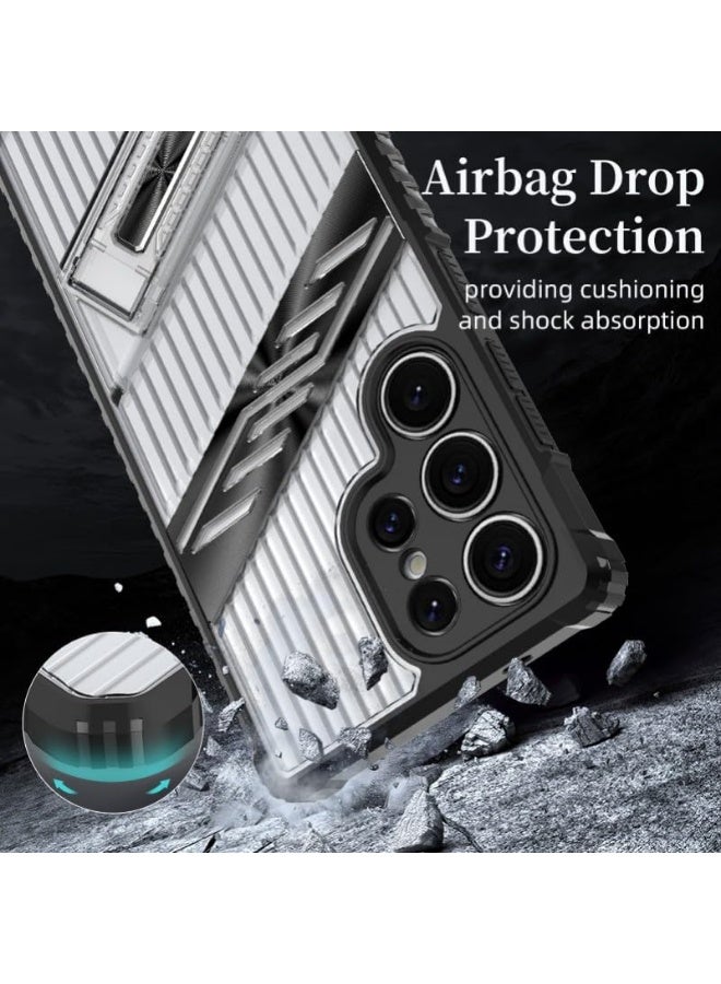 GOLDEN MASK Compatible With Samsung Galaxy S24 Ultra Lince case with stand (Transparent & Black) - Image 5