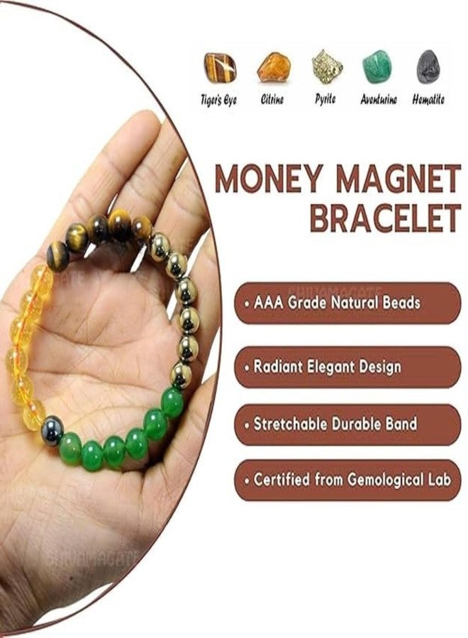 Sukhad Money Magnet Bracelet for Wealth & Success | Certified Natural Multi Stone Healing Bracelet | Business & Prosperity Crystal for Men & Women | Stretchable 8mm Beads - Image 5