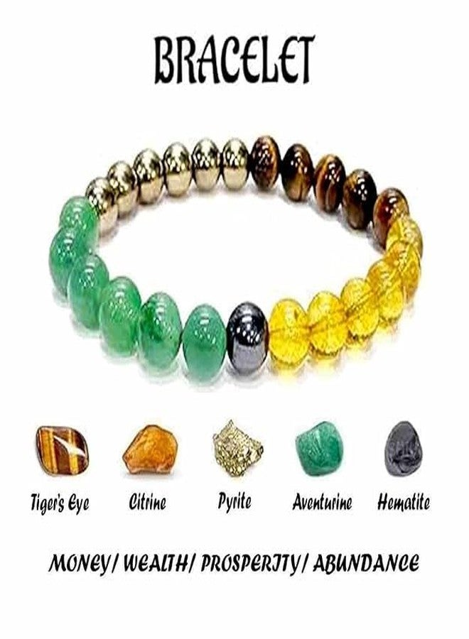 Sukhad Money Magnet Bracelet for Wealth & Success | Certified Natural Multi Stone Healing Bracelet | Business & Prosperity Crystal for Men & Women | Stretchable 8mm Beads - Image 2