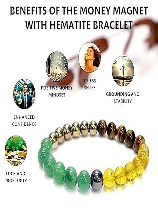 Sukhad Money Magnet Bracelet for Wealth & Success | Certified Natural Multi Stone Healing Bracelet | Business & Prosperity Crystal for Men & Women | Stretchable 8mm Beads - Image 4