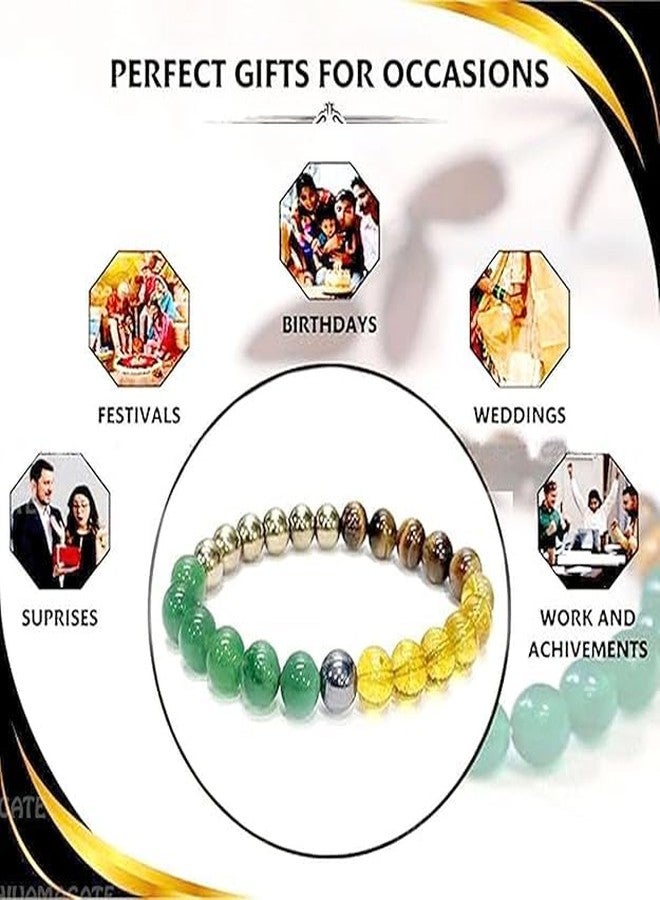Sukhad Money Magnet Bracelet for Wealth & Success | Certified Natural Multi Stone Healing Bracelet | Business & Prosperity Crystal for Men & Women | Stretchable 8mm Beads - Image 3