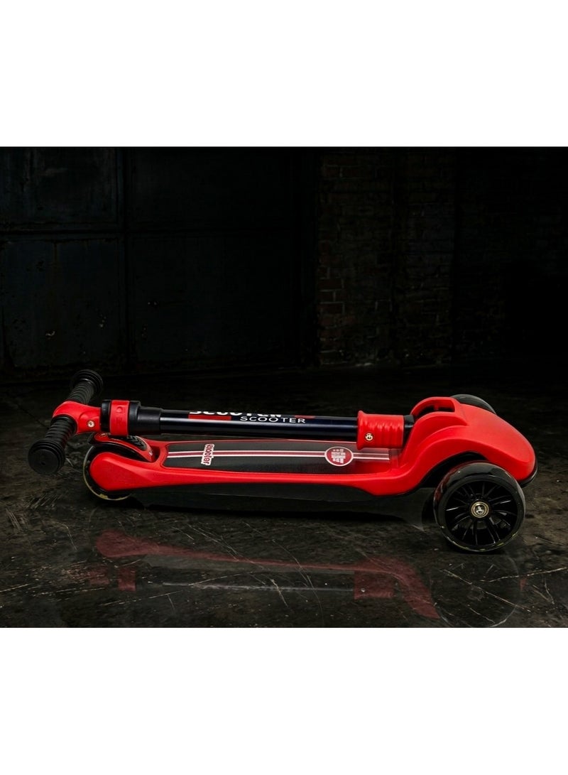 Scooter  Kids 3-Wheel Foldable Scooter with LED Light-Up Wheels – 3 Adjustable Height Levels, Wide Deck & Safe Rear Brake - Image 4