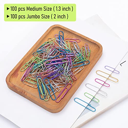 SOTMALTK Paper Clips, 200pcs Jumbo and Medium （2 inch & 1.3 inch） Colored Clip, Large PaperClips Assorted Colors Sizes, Paper Clips for Paperwork Office School and Personal Use - Image 4