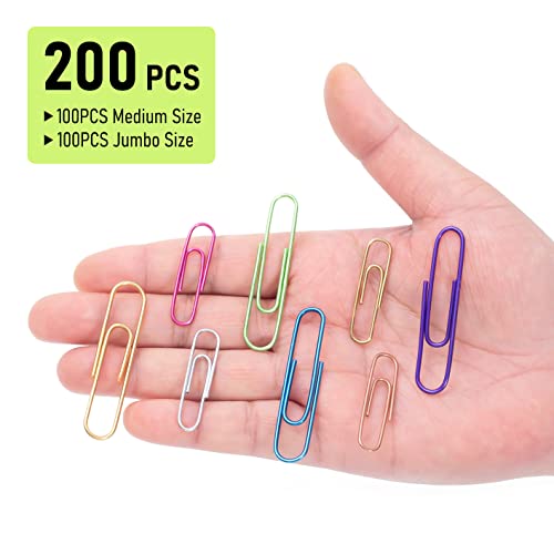 SOTMALTK Paper Clips, 200pcs Jumbo and Medium （2 inch & 1.3 inch） Colored Clip, Large PaperClips Assorted Colors Sizes, Paper Clips for Paperwork Office School and Personal Use - Image 3