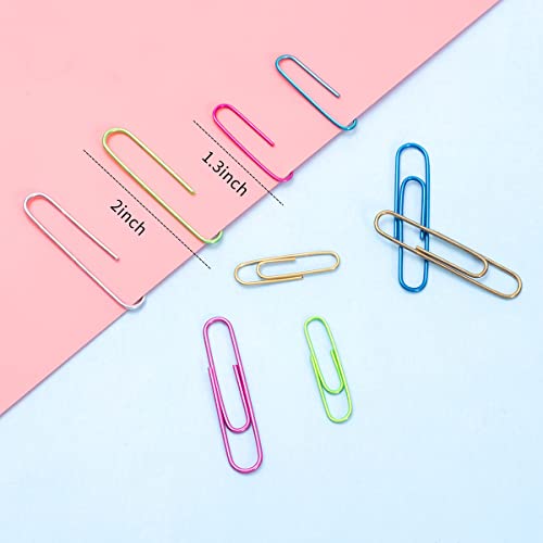 SOTMALTK Paper Clips, 200pcs Jumbo and Medium （2 inch & 1.3 inch） Colored Clip, Large PaperClips Assorted Colors Sizes, Paper Clips for Paperwork Office School and Personal Use - Image 2