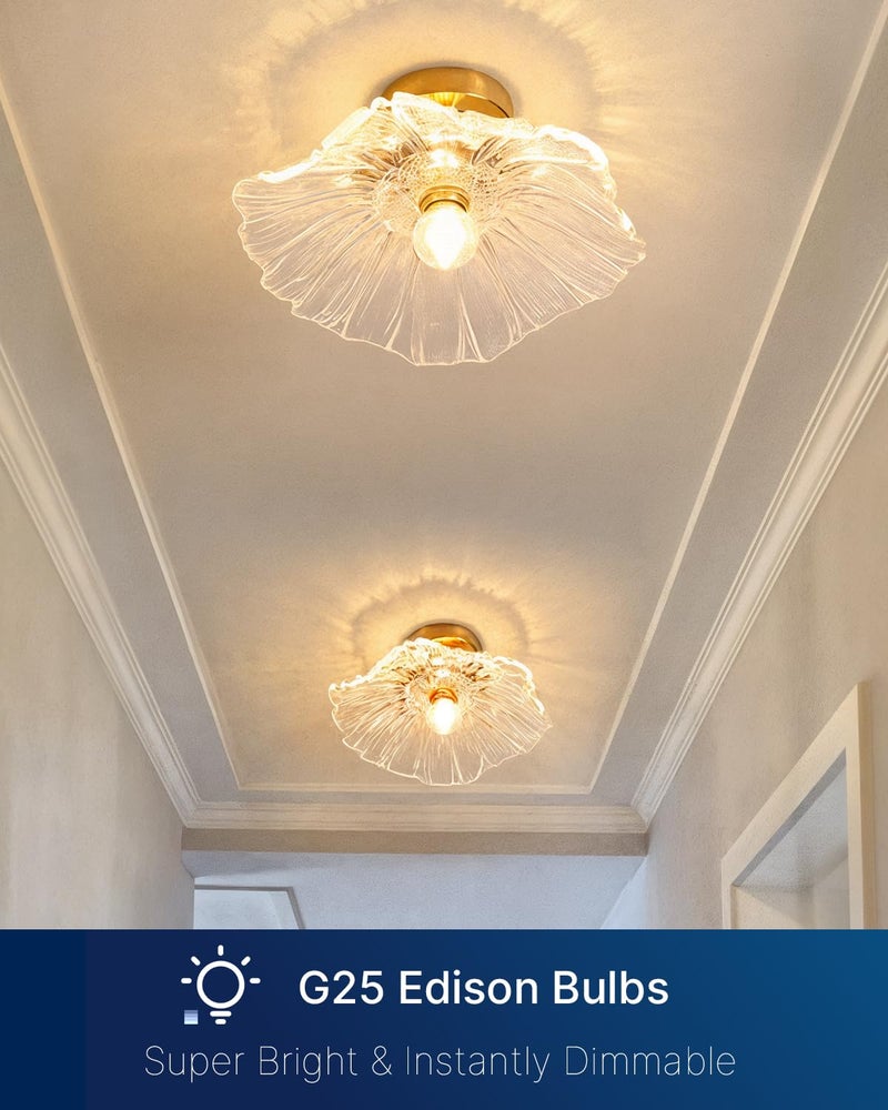 FLSNT 4 Pack Amber Glass LED Edison Bulbs, G25 Globe Light Bulbs 2200K Warm White, Dimmable Decorative Bulbs for Bathroom & Living Room, 40W Equivalent 400LM, CRI90+ E26 Base, UL Listed - Image 2