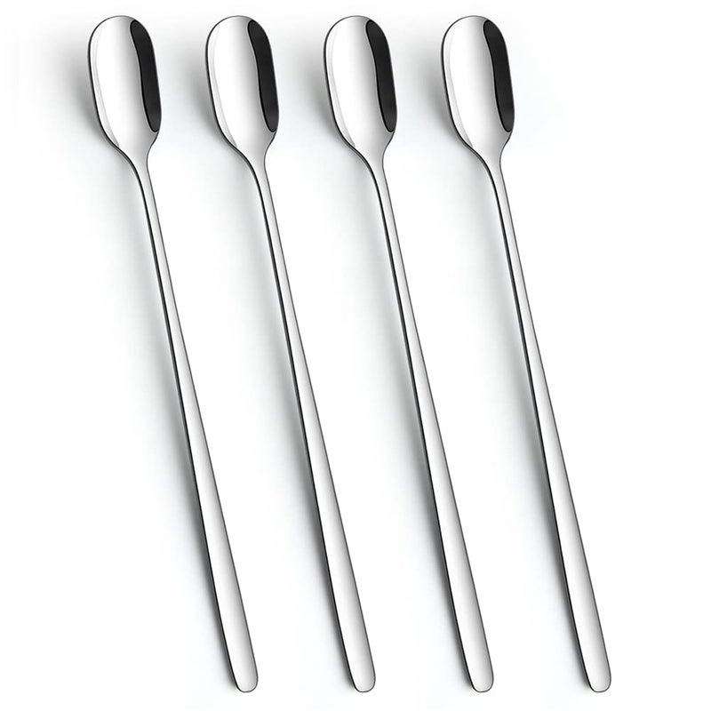 AYFDISHS Long Handle Ice Tea Spoons 91Inch Stainless Steel Stirring Spoons for Coffee Ice Cream Cocktail Mixing and Cold Drinks  Set of 4