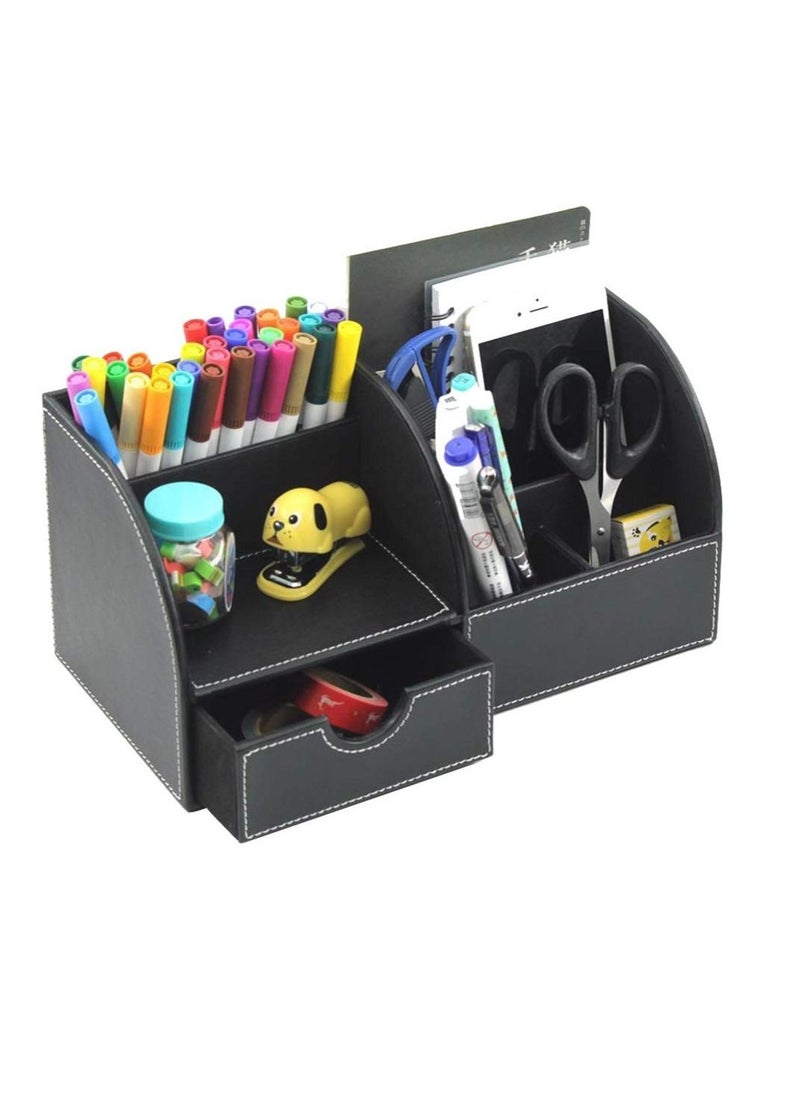 SYOSI Black Multi-Function Desk Stationery Organizer Storage Desk Organizer Multi-Function Pencil Holder Organizer  - Image 1