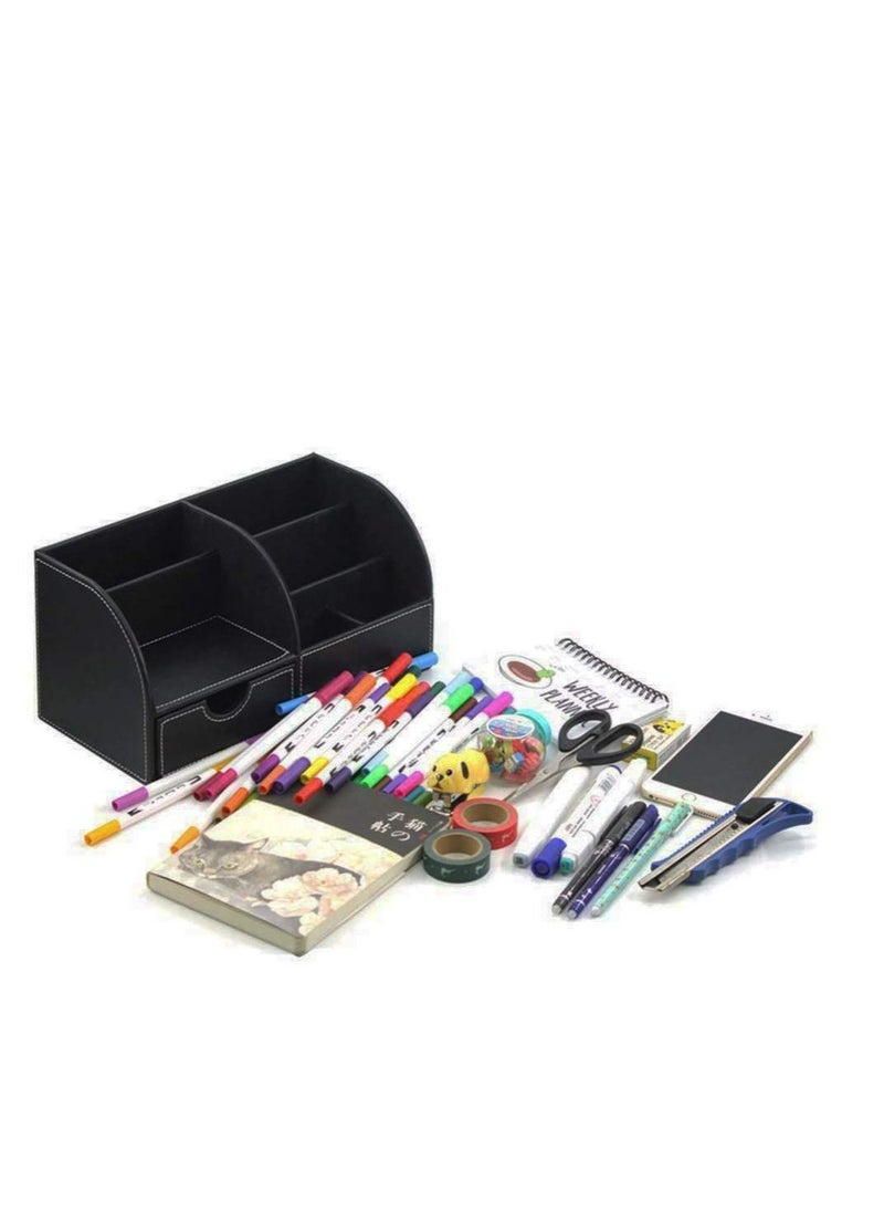 SYOSI Black Multi-Function Desk Stationery Organizer Storage Desk Organizer Multi-Function Pencil Holder Organizer  - Image 2