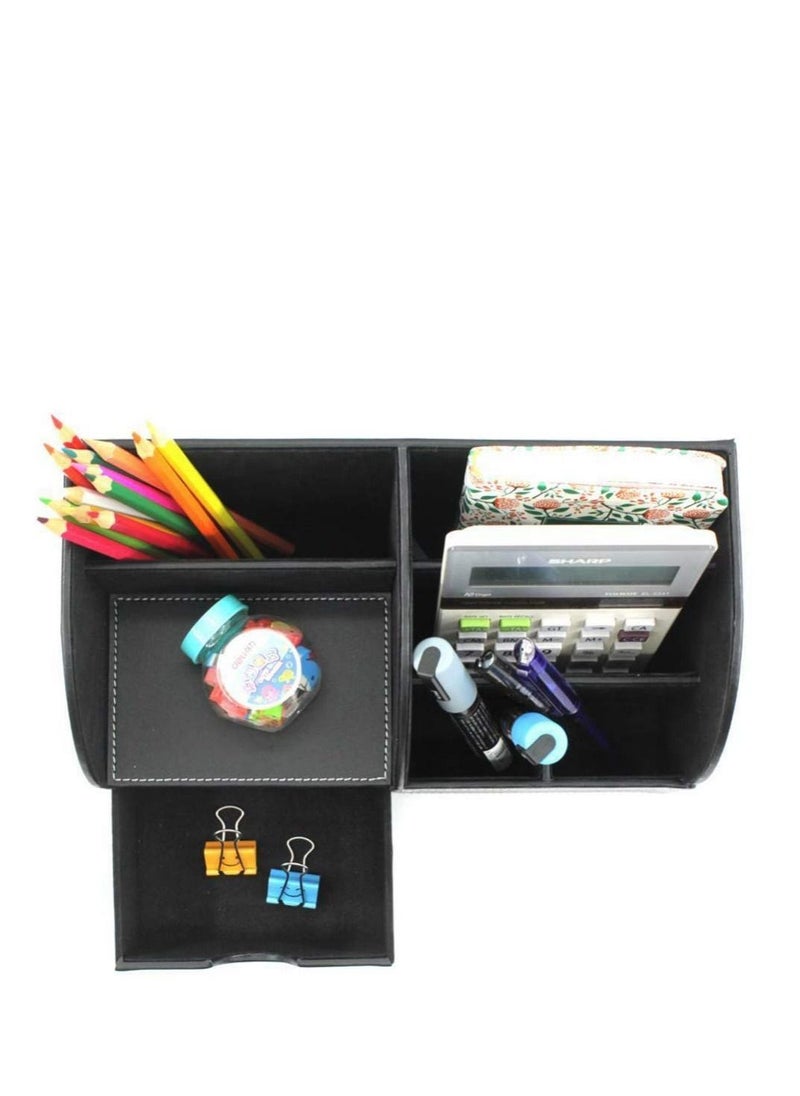 SYOSI Black Multi-Function Desk Stationery Organizer Storage Desk Organizer Multi-Function Pencil Holder Organizer  - Image 3