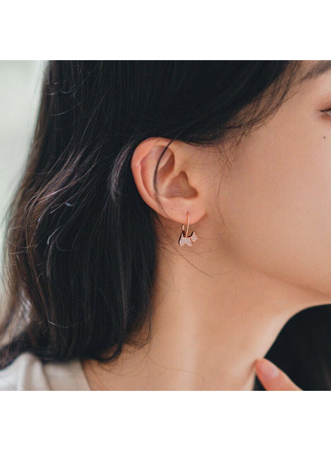 Agatha Classic Dog Silver Earrings For Women, New Year Birthday Gift For Girlfriend, Elegant Ear elry