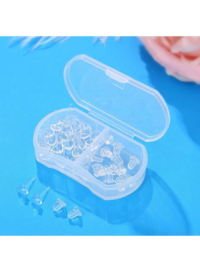 Formulen Earrings Backs with Earring Post, Clear Earrings Backs Post for Sports and Work, 10 PCS Invisible Heart Plastic Earring Backs Post for Sensitive Ears with 10 PCS Silicone Earring Backs - Image 3