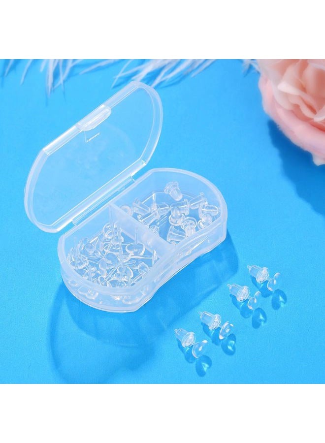 Formulen Earrings Backs with Earring Post, Clear Earrings Backs Post for Sports and Work, 10 PCS Invisible Heart Plastic Earring Backs Post for Sensitive Ears with 10 PCS Silicone Earring Backs - Image 4