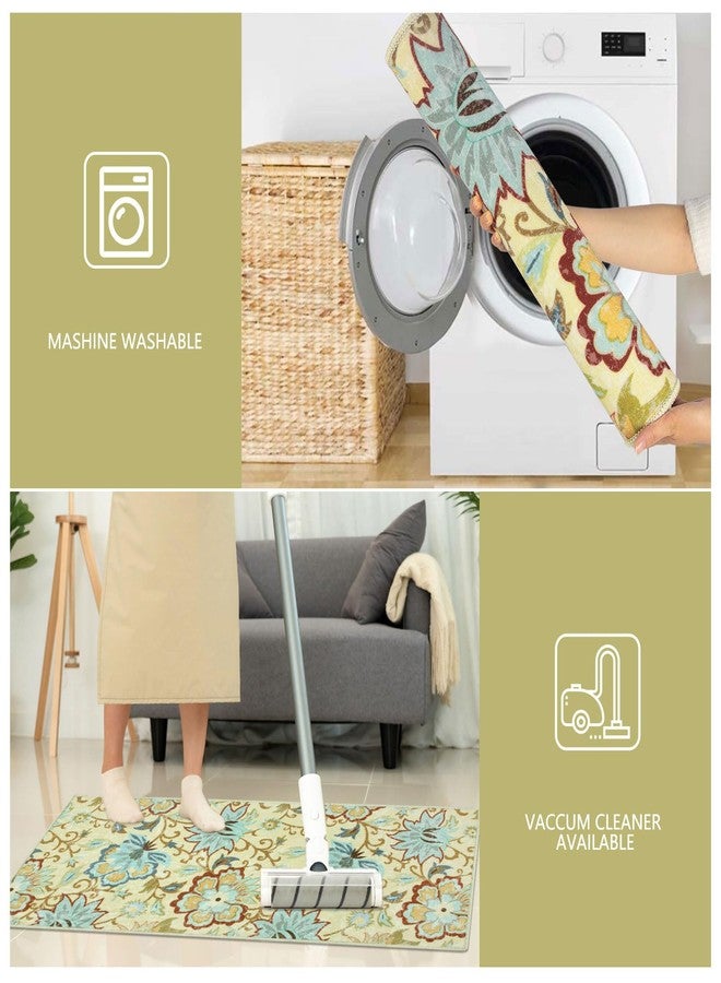 Homcomoda Boho Kitchen Mats 3 Piece Set Kitchen Rugs Non Slip Kitchen Mats for Floor Washable Kitchen Rugs and Mats Floral Kitchen Runner Rugs for Hallway Kitchen Laundry - Image 4