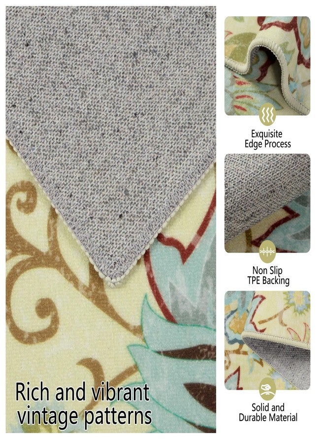 Homcomoda Boho Kitchen Mats 3 Piece Set Kitchen Rugs Non Slip Kitchen Mats for Floor Washable Kitchen Rugs and Mats Floral Kitchen Runner Rugs for Hallway Kitchen Laundry - Image 3